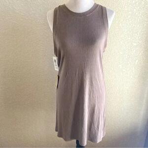 Aritzia Wilfred Free Dunes Ribbed Tank Dress Mini Soft Jersey Sleeveless Brown